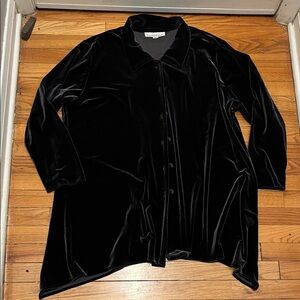 Caroline Rose Grey Velvet Button Down Tunic